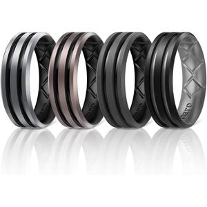 image:imageEgnaro Silicone Ring for Him with 2 Layers Multicolor Rubber Wedding Bands with Air Flow Grooves1467 Variety MultipackSETA2 Metallic SilverBlack  Metallic PlatinumBlack  Black GrayBlack  BlackLight Gray