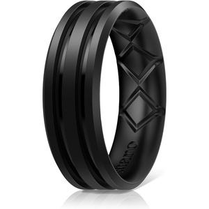 image:imageEgnaro Silicone Ring for Him with 2 Layers Multicolor Rubber Wedding Bands with Air Flow Grooves1467 Variety MultipackSETA3 Black
