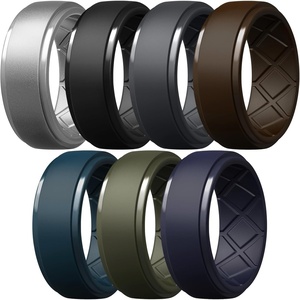 image:imageEgnaro Silicone Rings For Him 9mm Wide Flexible Work Rubber Wedding BandsSETA1Black  Black Gray  Sliver  Midnight Blue  Twilight Blue  Olive Green  Dark Brown