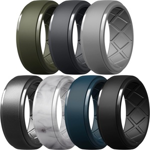 image:imageEgnaro Silicone Rings For Him 9mm Wide Flexible Work Rubber Wedding BandsSETA4Olive Green  Black Gray  Light Gray  Dark Silver  Marble  Navy Blue  Black