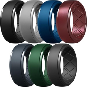 image:imageEgnaro Silicone Rings For Him 9mm Wide Flexible Work Rubber Wedding BandsSETA5Light Gray  Black Gray  Emerald Green  Metallic Burgundy  Sea Blue  Blue Gray  Black