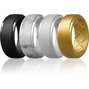 image:imageEgnaro Silicone Rings For Him 9mm Wide Flexible Work Rubber Wedding BandsSETA6Black  Marble  White  Gold