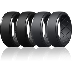 image:imageEgnaro Silicone Rings For Him 9mm Wide Flexible Work Rubber Wedding BandsSETA8Black  Black  Black Gray  Black Gray