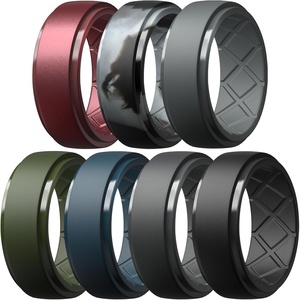 image:imageEgnaro Silicone Rings For Him 9mm Wide Flexible Work Rubber Wedding BandsSETB43Metallic Burgundy  Black Gray Camo  Dark Gray  Dark Foliage Green  Twilight Blue  Black Gray  Black