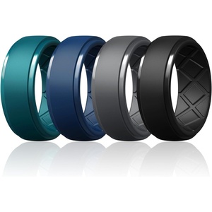 image:imageEgnaro Silicone Rings For Him 9mm Wide Flexible Work Rubber Wedding BandsSETB7Dark Gray  Jade Green  Sea Blue  Black