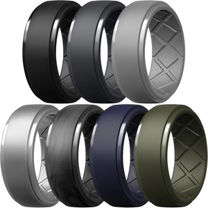 image:imageEgnaro Silicone Rings For Him 9mm Wide Flexible Work Rubber Wedding BandsSETC1Black  Black Gray  Light Gray  Silver  Dark Blue  Black Camo  Olive Green