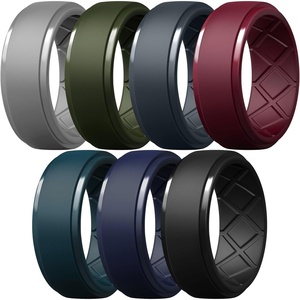 image:imageEgnaro Silicone Rings For Him 9mm Wide Flexible Work Rubber Wedding BandsSETC2Light Gray  Dark Foliage Green  Blue Gray  Maroon  Navy Blue  Night Blue  Black
