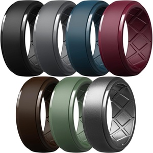 image:imageEgnaro Silicone Rings For Him 9mm Wide Flexible Work Rubber Wedding BandsSETC3Maroon  Dark Gray  Ink Green  Twilight Blue  Dark Brown  Dark Silver  Black
