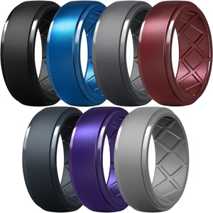 image:imageEgnaro Silicone Rings For Him 9mm Wide Flexible Work Rubber Wedding BandsSETC4Light Gray  Metallic Burgundy  Metallic Purple  Metallic Royal Blue  Dark Gray  Blue Gray  Black