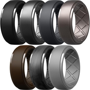image:imageEgnaro Silicone Rings For Him 9mm Wide Flexible Work Rubber Wedding BandsSETC6Black  Dark Silver  Black Gray  Champagne Gold  Light Gray  Dark Brown  Black Camo
