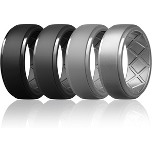 image:imageEgnaro Silicone Rings For Him 9mm Wide Flexible Work Rubber Wedding BandsSETC8Black  Dark Gray  Light Gray  Silver