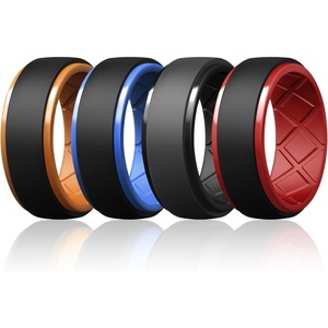 image:imageEgnaro Silicone Rings For Men Rubber Wedding Bands For Him 105mm Wide 28mm Thick Breathable Design Step EdgeSETA6BlackOrange  BlackSky Blue  BlackRed  Black Gray  Black