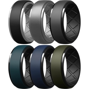 image:imageEgnaro Silicone Rings For Men Rubber Wedding Bands For Him 105mm Wide 28mm Thick Breathable Design Step EdgeSETB1BlackLight Gray  Dark SilverLight Gray  Dark GrayBlack  Navy BlueBlack  Dark BlueBlack  Olive GreenBlack