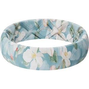 image:imageEgnaro Silicone Statement Ring Women Floral Patterned Rubber Wedding BandAApple Blossoms