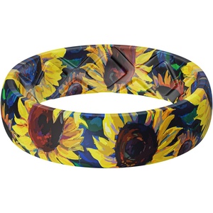 image:imageEgnaro Silicone Statement Ring Women Floral Patterned Rubber Wedding BandDSunflower