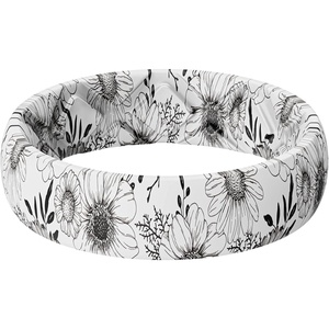 image:imageEgnaro Silicone Statement Ring Women Floral Patterned Rubber Wedding BandFBotanical Ink Blooms