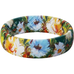 image:imageEgnaro Silicone Statement Ring Women Floral Patterned Rubber Wedding BandNVivid Blooms