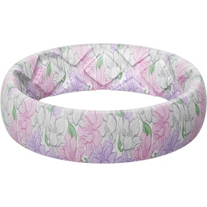 image:imageEgnaro Silicone Statement Ring Women Floral Patterned Rubber Wedding BandQWatercolor Lilac