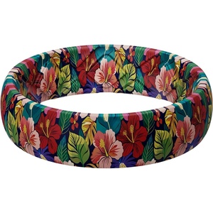 image:imageEgnaro Silicone Statement Ring Women Floral Patterned Rubber Wedding BandZ4Tropical Hibiscus
