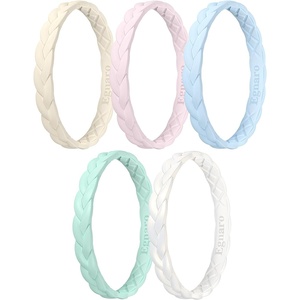 image:imageEgnaro Thin Silicone Anniversary Rings Stackable Rubber Engagement RingSETANude Whitepink Opal Green Sky Blue Pearl White