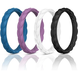 image:imageEgnaro Thin Silicone Anniversary Rings Stackable Rubber Engagement RingSETCBlue Iris Orchid Haze White Black