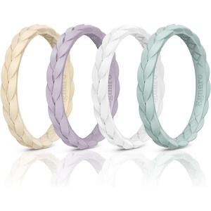 image:imageEgnaro Thin Silicone Anniversary Rings Stackable Rubber Engagement RingSETDLight Nude Cloudy Pink Light gray green White