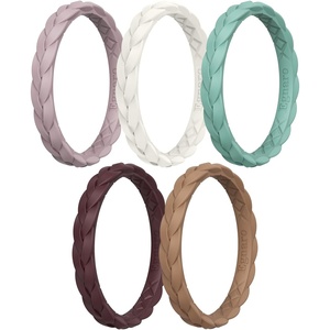 image:imageEgnaro Thin Silicone Anniversary Rings Stackable Rubber Engagement RingSETEBright Peach Meadow Green Caramel Ivory Light Brown