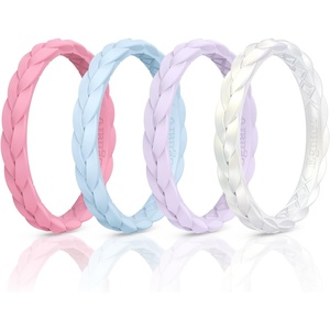 image:imageEgnaro Thin Silicone Anniversary Rings Stackable Rubber Engagement RingSETHPeach Pink Sky Blue Lilac Purple Pearl White