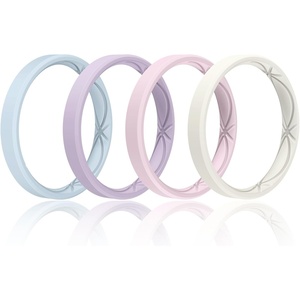 image:imageEgnaro Womens Silicone Stackable Rings 32mm Thin Rubber Wedding BandSETA1Arctic Ice  Light Purple  Whitepink  Ivory