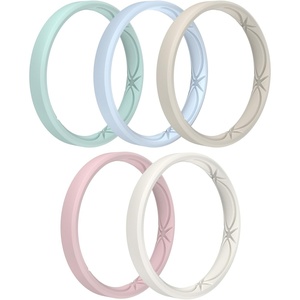image:imageEgnaro Womens Silicone Stackable Rings 32mm Thin Rubber Wedding BandSETA3Light Green  Arctic Ice  Beige  Sand Pink  White