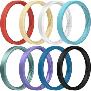 image:imageEgnaro Womens Silicone Stackable Rings 32mm Thin Rubber Wedding BandSETR3Cinnabar Red  Sunlight Yellow  Lapis Blue  Dark Teal  Metallic Pearl White  Metallic Green  Metallic Starry Purple  Black