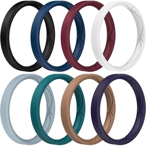 image:imageEgnaro Womens Silicone Stackable Rings 32mm Thin Rubber Wedding BandSETR4Maroon  Light Brown  Misty Blue  Jade Green  Sea Blue  Black Purple  Black  White
