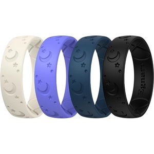 image:imageEgnaro Womens Silicone Wedding Ring Etched Rubber Band6mm Wide 2mm ThickPack B2LunarStellNude  Dream Purple  Dark Blue  Black
