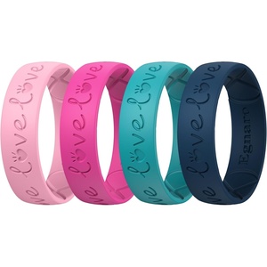 image:imageEgnaro Womens Silicone Wedding Ring Etched Rubber Band6mm Wide 2mm ThickPack D2LoveRose Red  peach pink  Jade  Dark Blue
