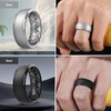 image:imageEgnaro Mens Silicone Wedding Rings 1467 Multipack Rubber Wedding Bands with Inner Arc Ergonomic Breathable Design for GymOutdoorGiftSETA2Black Black Gray Metal Black Gray Silver