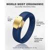 image:imageEgnaro Silicone Wedding Bands Women Inner Arc Ergonomic Breathable DesignSETSDark BlueMetal Gold