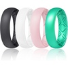 image:imageEgnaro Womens Bridal Rings Sets 6mm Wide 2mm Thick Silicone Wedding Rubber Band with Half Size Inner Arc Ergonomic Breathable DesignSETCBlack  White  Pink Sand  Metallic Turquoise