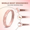 image:imageEgnaro Womens Silicone Stackable Rings 35mm Wide 2mm Thick Flexible Rubber Wedding Bands Leaf Braided Design Breathable Grooves For Gym WorkoutA2Silver  Bronze  White  Rose Gold