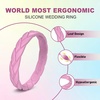 image:imageEgnaro Womens Silicone Stackable Rings 35mm Wide 2mm Thick Flexible Rubber Wedding Bands Leaf Braided Design Breathable Grooves For Gym WorkoutA3PinkPurple  Dream Purple  Sunlight Yellow  Pearl White