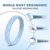 image:imageEgnaro Womens Silicone Stackable Rings 35mm Wide 2mm Thick Flexible Rubber Wedding Bands Leaf Braided Design Breathable Grooves For Gym WorkoutA4White  Classic Blue  Jade Green  Black