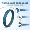 image:imageEgnaro Womens Silicone Stackable Rings 35mm Wide 2mm Thick Flexible Rubber Wedding Bands Leaf Braided Design Breathable Grooves For Gym WorkoutA5Maroon  Classic Blue  Blue Iris  White  Black