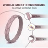 image:imageEgnaro Womens Silicone Stackable Rings 35mm Wide 2mm Thick Flexible Rubber Wedding Bands Leaf Braided Design Breathable Grooves For Gym WorkoutA6Black  Bright Peach  White  Cream Beige  Gray Pink