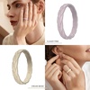 image:imageEgnaro Womens Silicone Stackable Rings 35mm Wide 2mm Thick Flexible Rubber Wedding Bands Leaf Braided Design Breathable Grooves For Gym WorkoutA6Black  Bright Peach  White  Cream Beige  Gray Pink