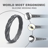 image:imageEgnaro Womens Silicone Stackable Rings 35mm Wide 2mm Thick Flexible Rubber Wedding Bands Leaf Braided Design Breathable Grooves For Gym WorkoutA7Black  Silver  Marble  Light Gray  Dark Silver