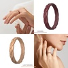image:imageEgnaro Womens Silicone Stackable Rings 35mm Wide 2mm Thick Flexible Rubber Wedding Bands Leaf Braided Design Breathable Grooves For Gym WorkoutA8Bright Peach  Green  Caramel  Ivory  Light Brown