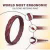image:imageEgnaro Womens Silicone Stackable Rings 35mm Wide 2mm Thick Flexible Rubber Wedding Bands Leaf Braided Design Breathable Grooves For Gym WorkoutB2Bordeaux  Peach  Marble  Black