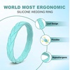 image:imageEgnaro Womens Silicone Stackable Rings 35mm Wide 2mm Thick Flexible Rubber Wedding Bands Leaf Braided Design Breathable Grooves For Gym WorkoutB5Faint Red  Petal Pink  Light PurpleBlue  Light Pink Sparkle  Green Blue Sparkle