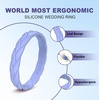 image:imageEgnaro Womens Silicone Stackable Rings 35mm Wide 2mm Thick Flexible Rubber Wedding Bands Leaf Braided Design Breathable Grooves For Gym WorkoutB6Light PurpleBlue  Emerald Green  Black  Peal White  Sparkle Rose