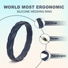 image:imageEgnaro Womens Silicone Stackable Rings 35mm Wide 2mm Thick Flexible Rubber Wedding Bands Leaf Braided Design Breathable Grooves For Gym WorkoutB7Dark Blue  Mist Green  Pumpkin  Beige  Black
