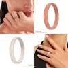 image:imageEgnaro Womens Silicone Stackable Rings 35mm Wide 2mm Thick Flexible Rubber Wedding Bands Leaf Braided Design Breathable Grooves For Gym WorkoutB7Dark Blue  Mist Green  Pumpkin  Beige  Black